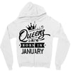 Queens Are Born In January Zipper Hoodie