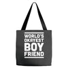 world's okayest boyfriend couple love funny Tote Bags