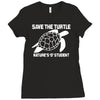 save the turtle Ladies Fitted T-Shirt