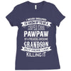 Super Cool Pawpaw Of A Freaking Awesome Grandson Ladies Fitted T-Shirt