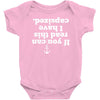 if you can read this i have capsized Baby Onesie