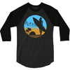 beach surfer silhouette birds sand waves palm 3/4 Sleeve Shirt