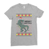 ugly dinosaur merry christmas Ladies Fitted T-Shirt
