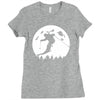 skiier moon moonlight silhouett Ladies Fitted T-Shirt