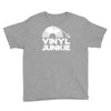 vinyl junkie white logo Youth Tee