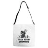 trex hates swimming Adjustable Strap Totes