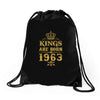 kings are born in 1963 Drawstring Bags