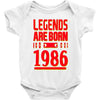legends are born in 1986 hoodie Baby Onesie