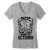 Never Underestimate Dog Rescuer Who Was Born October Women's V-Neck T-Shirt