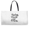 badass feminist cat mom Weekender Totes