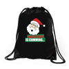 santas cumming Drawstring Bags