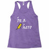 be a hero logo white Racerback Tank
