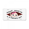 February Peeking Out Baby Girl License Plate