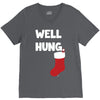well hung endowed christmas stocking funny V-Neck Tee