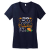 fall i teach the cutest pumpkins Women's V-Neck T-Shirt