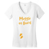 Muggle On Board Orange Women's V-Neck T-Shirt