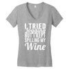 i tried jogging but i kept spilling my wine Women's V-Neck T-Shirt