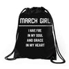 March Girl Drawstring Bags