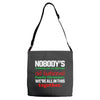 nobody's walking out on this fun old fashioned family christmas we're Adjustable Strap Totes