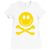 smiley pirate skull and crossbones Ladies Fitted T-Shirt