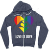 Love Is Love LGBT Rainbow Heart Zipper Hoodie