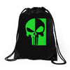 mad engine marvel brand punisher scar glow in the dark Drawstring Bags
