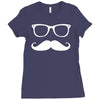 mustache glasses nerd Ladies Fitted T-Shirt