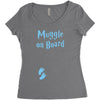 Muggle On Board Blue Women's Triblend Scoop T-shirt