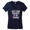 keep your rosaries off my ovaries Women's V-Neck T-Shirt