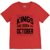 kings are born in october V-Neck Tee