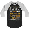 Born November Multitasking Problem Solving Tees 3/4 Sleeve Shirt