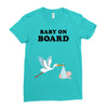 Baby On Board with Stork Ladies Fitted T-Shirt