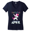 Born Unicorns-Born April Women's V-Neck T-Shirt