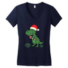 christmas dinosaur Women's V-Neck T-Shirt