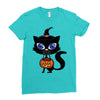 witch cat Ladies Fitted T-Shirt