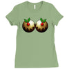 christmas pudding boobs funny Ladies Fitted T-Shirt