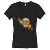 women's sugar skull purple Women's V-Neck T-Shirt