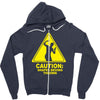 caution shapes being thrown printed Zipper Hoodie