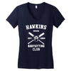 hawkins babysitting club indiana mike dustin eleven demogorgon strange Women's V-Neck T-Shirt