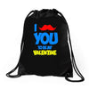 moustache you to be my valentine Drawstring Bags
