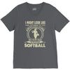 i might look like i'm playing softball V-Neck Tee