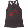 bloody hand print funny zombie kill undead blood horror killer Racerback Tank