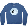 Biker Dinosaur - Dinosaur Riding A Bike To The Moon Crewneck Sweatshirt