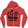 Queens Are Born In January Zipper Hoodie
