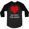 nerd shirt design  herz f&uuml;r nerds computer gaming fun big bang minecr 3/4 Sleeve Shirt