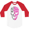 two coloured patterned skull   mens funny 3/4 Sleeve Shirt