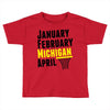 January February Michigan April - March Madness Basketball Toddler T-shirt