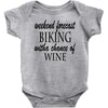 weekend forecast biking with a change of wine Baby Bodysuit