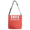 boys with blue eyes Adjustable Strap Totes