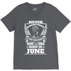 Never Underestimate Dog Rescuer Who Was Born June V-Neck Tee